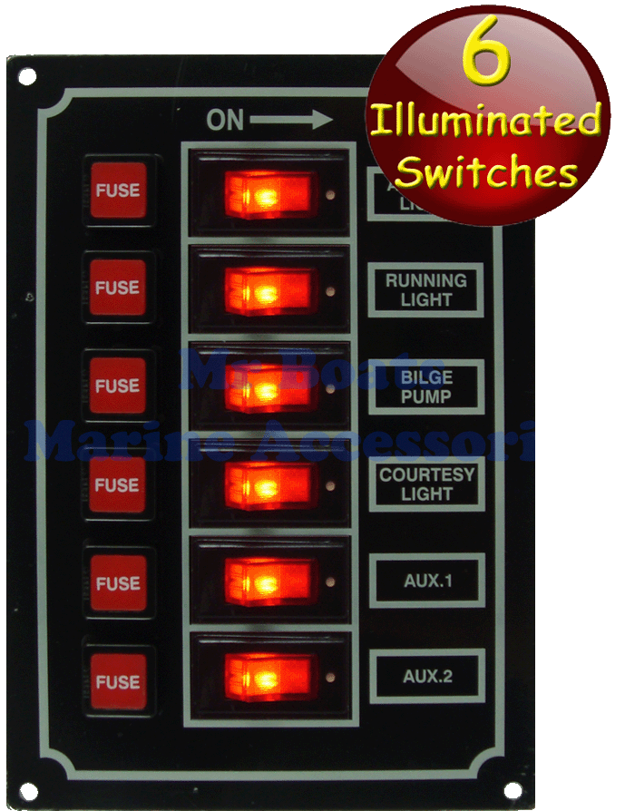 6 SWITCH PANEL / BOAT / MARINE / RV / Caravan ★NEW★ 12V Navigation